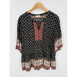 Beach Lunch Lounge Top Womens XL Boho Peasant Flowy Dark Romantic Soft Girly